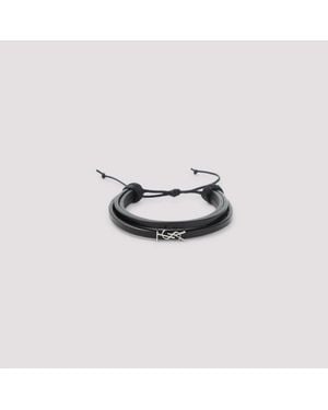 Saint Laurent Schwarzes Leder Cassandre Logo Armband