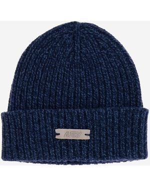 Autry Wool Beanie With Logo - Blue