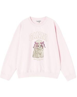 Ganni Puddle Organic Cotton Jumper - Pink
