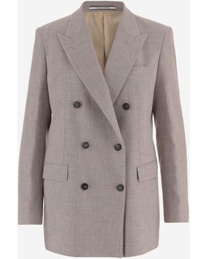 Tagliatore Chaqueta Cruzada De Lino Y Algodón - Gris
