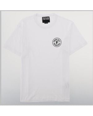 Versace Jeans Couture T Shirt Con "V Emblem" Ricamato - White