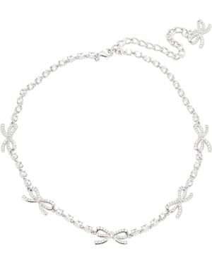 Self-Portrait Necklace With Bows And Crystals - Natural
