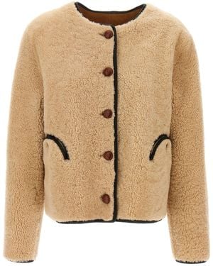 Blazé Milano 'Tatoosh Gliss Bolero' Reversible Sheepskin Jacket - Natural