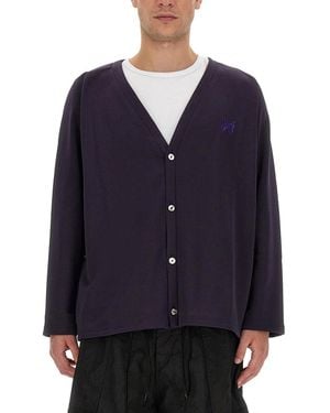 Needles Cardigan With Logo - Blue