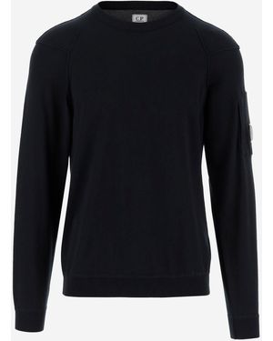 C.P. Company Sea Island Cotton Sweatshirt mit Logo - Blau