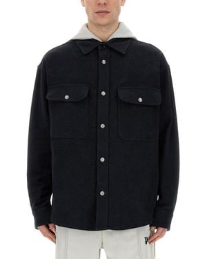 Palm Angels Shirt-Jacket With Monogram - Black