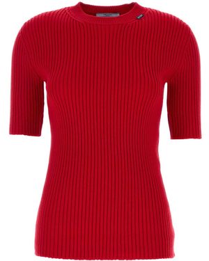 Prada Knitted Crew Neck Sweater - Red