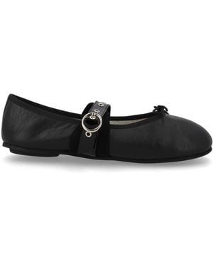 Repetto Calfskin Cotton Lambskin Rubber Flats - Black
