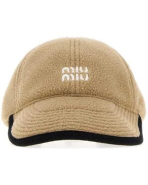 Miu Miu Flannel Baseball Cap - Natural