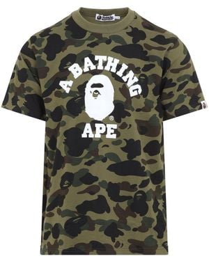 A Bathing Ape 1St Camo University T Shirt - Green