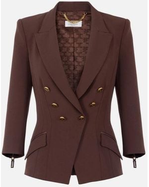 Elisabetta Franchi Double Crepe Jacke - Braun
