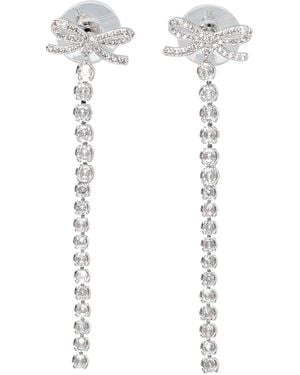 Self-Portrait Crystal Bow Droplet Earrings - White