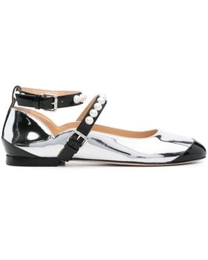 Mach & Mach Ballerines À Empiècements - Blanc