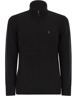 Polo Ralph Lauren Wool And Cashmere Cable Knit Sweater - Black