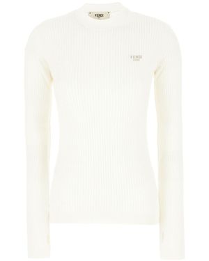 Fendi Slim Fit Jumper - White