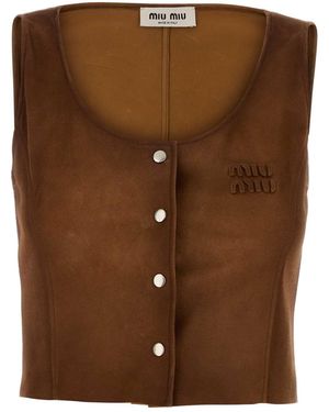 Miu Miu Suede Top - Brown