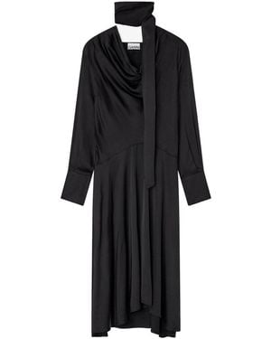 Ganni Midi Dress With Scarf - Black