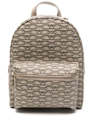 Emporio Armani Allover Logo Backpack - Grey