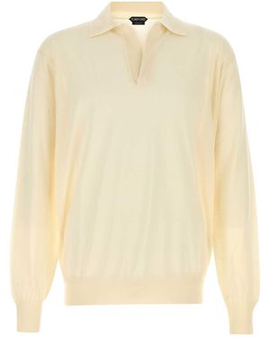Tom Ford Ivory Cashmere Polo Shirt - Natural