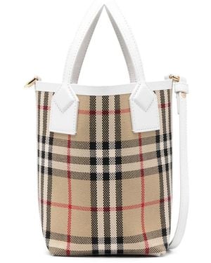 Burberry Check Motif Mini Bucket Bag - Natural