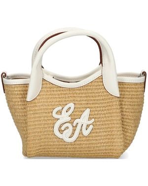 Emporio Armani Small Straw Tote Bag - Metallic