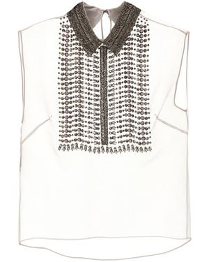 Alberta Ferretti Kralen Chiffon Top - Wit