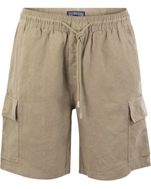 Vilebrequin Linen Cargo Bermuda Shorts - Natural
