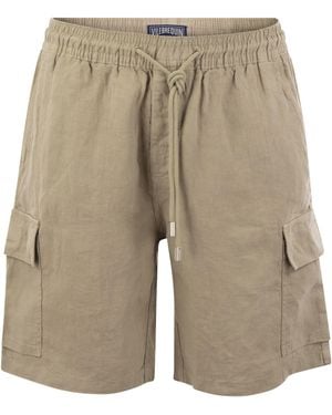 Vilebrequin Linen Cargo Bermuda Shorts - Natural