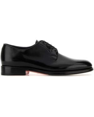 Santoni Leather Ensley Lace Up Shoes - Black