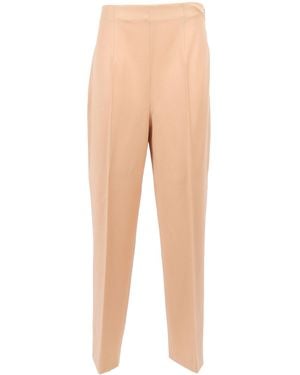 Alberta Ferretti High Waist Straight-Leg Tailored Trousers With Pleats - Natural
