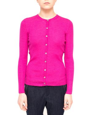 LA ROSE Cárdigan Ribs Cashmere Fuxia - Rosa