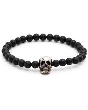 McQueen Alexander Mc Queen Skull Black Silver Armband - Wit