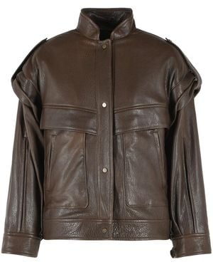 Salvatore Santoro Leather Bomber Jacket - Brown