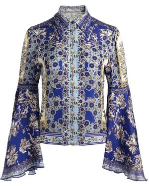 Alice + Olivia Haut Willa À Manches Évasées - Bleu