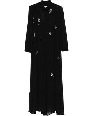 Forte Forte "Carousel Des Sylphes" Embroidery Georgette Dress - Black