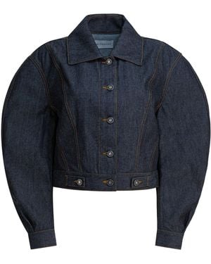 Givenchy Cropped Denim Jacket With Puffed Sleeves - Blau