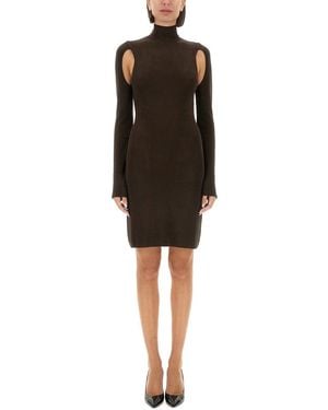 Helmut Lang Ribbed Turtleneck Mini Dress - Black