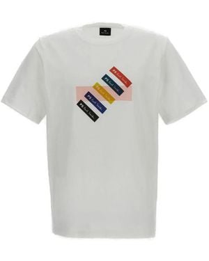 Paul Smith Heren Reg Fit T-shirt Streepjescode - Wit