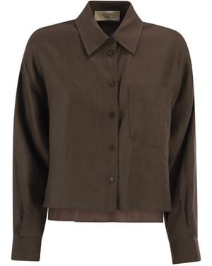Weekend by Maxmara Wkdcapo Cropped Linen Shirt With A Boxy Silhouette - Brown