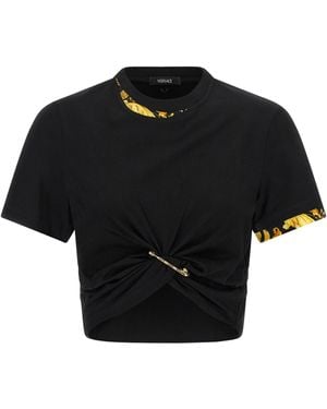Versace 'barocco' Dubbele Laag T -shirt - Zwart