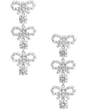 Self-Portrait Crystal Micro Bow Tiered Earrings - White