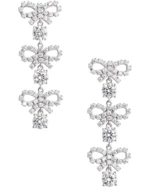Self-Portrait Crystal Micro Bow Tiered Earrings - White