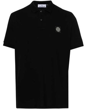 Stone Island Logo Patch Polo Shirt - Black