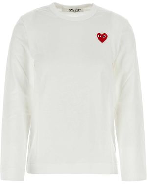 COMME DES GARÇONS PLAY Cotton T-Shirt With Heart Logo Print - White