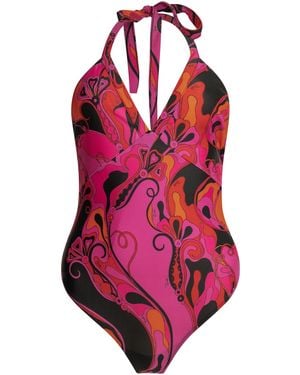 PUCCI "orchidee" Zwempak Uit Één Stuk - Rood