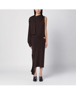 Courreges Chic One-Shoulder Midi Dress With Cut-Out Design - Brown