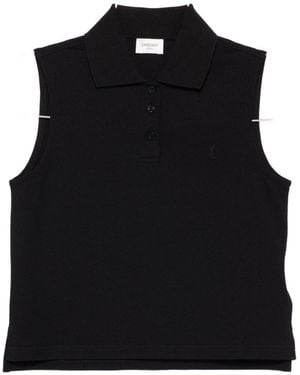 Saint Laurent Cotton Sleeveless Polo Shirt - Black