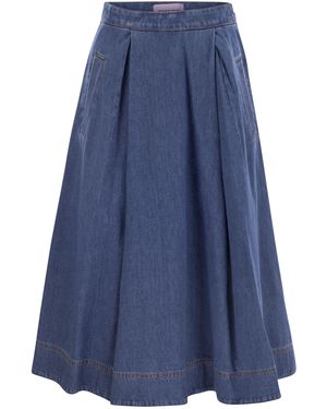 Weekend by Maxmara Droge Katoenen Denim Rok - Blauw