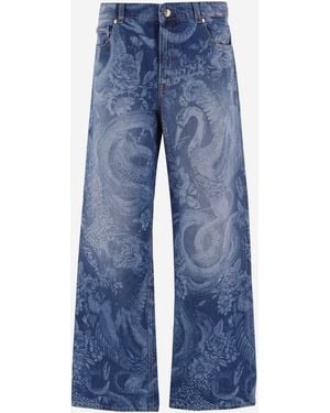 Just Cavalli Printed Cotton Jeans - Blue