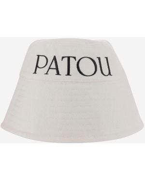 Patou Cotton Bucket Hat With Logo - White